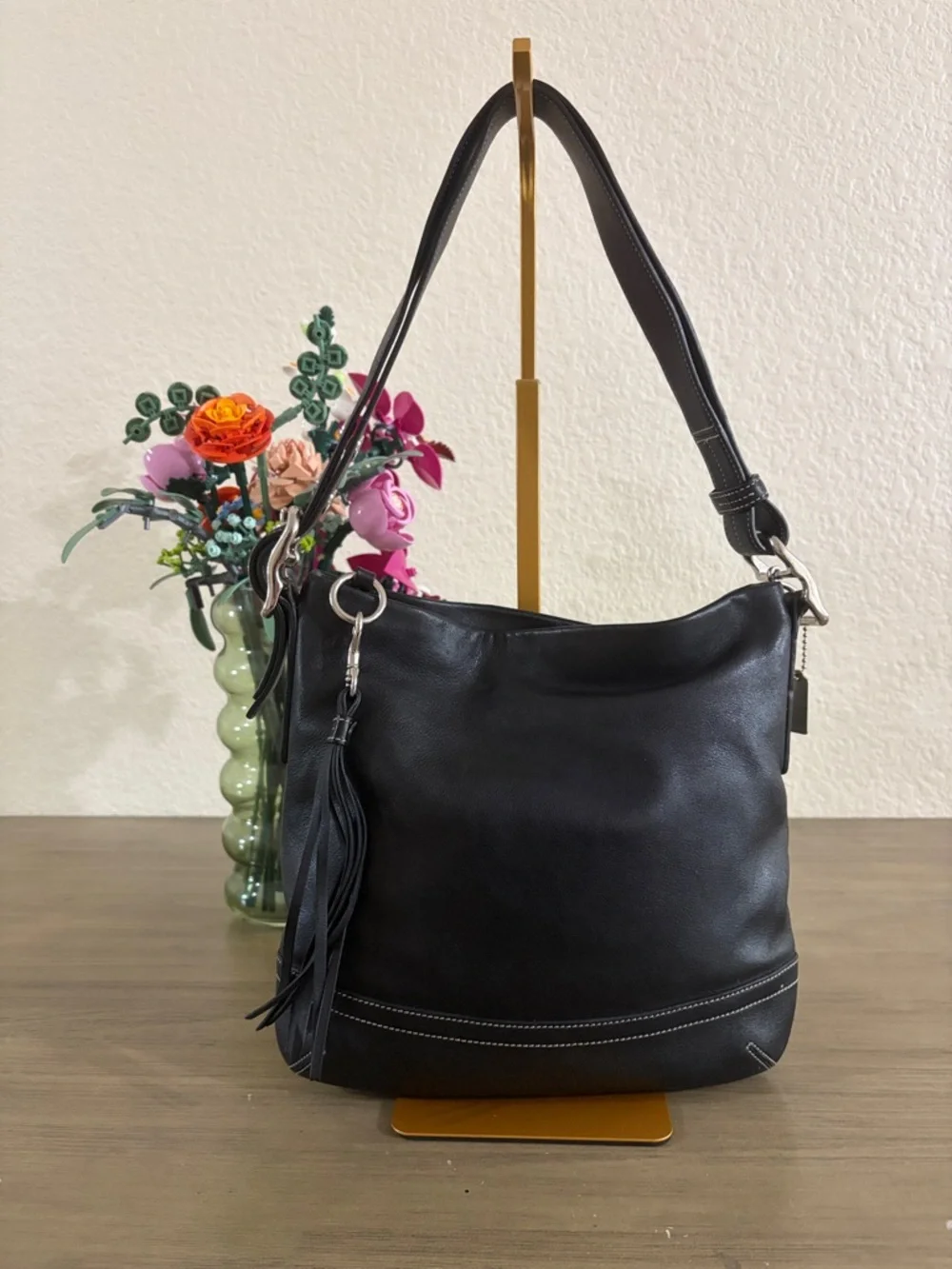 Coach 1415 Soho Slim Black Leather Hobo Fringe Tasseled Shoulder Bag Purse Y2K